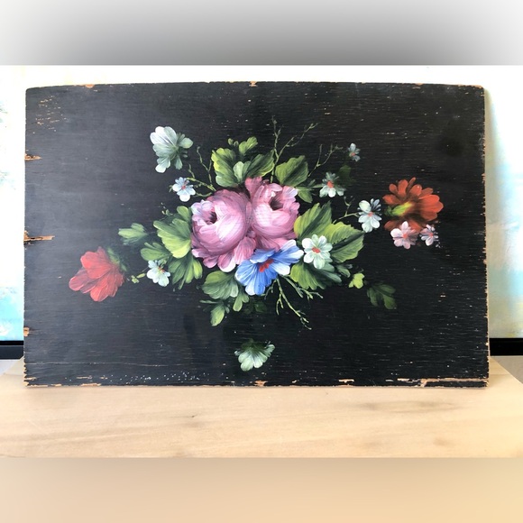 Vintage Painting on Wooden Panel